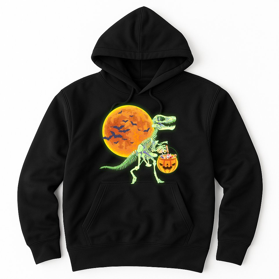 Full Moon T-Rex Dinosaur Skeleton Candy Hoodie