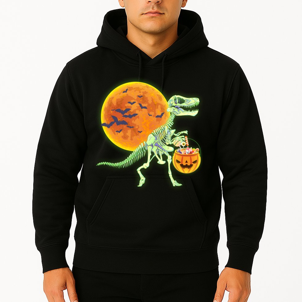 Full Moon T-Rex Dinosaur Skeleton Candy Hoodie