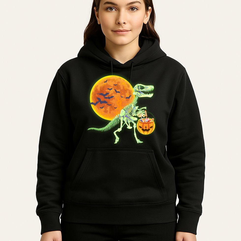 Full Moon T-Rex Dinosaur Skeleton Candy Hoodie