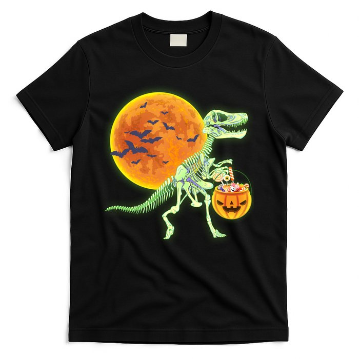 Full Moon T-Rex Dinosaur Skeleton Candy T-Shirt