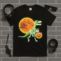 Full Moon T-Rex Dinosaur Skeleton Candy T-Shirt