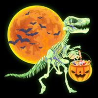 Full Moon T-Rex Dinosaur Skeleton Candy T-Shirt