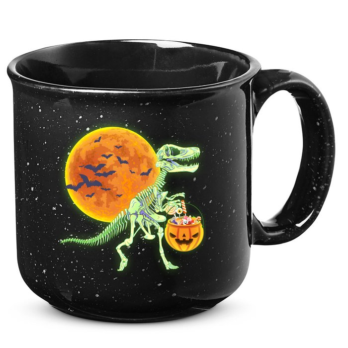 Full Moon T-Rex Dinosaur Skeleton Candy 15oz Campfire Ceramic Mug