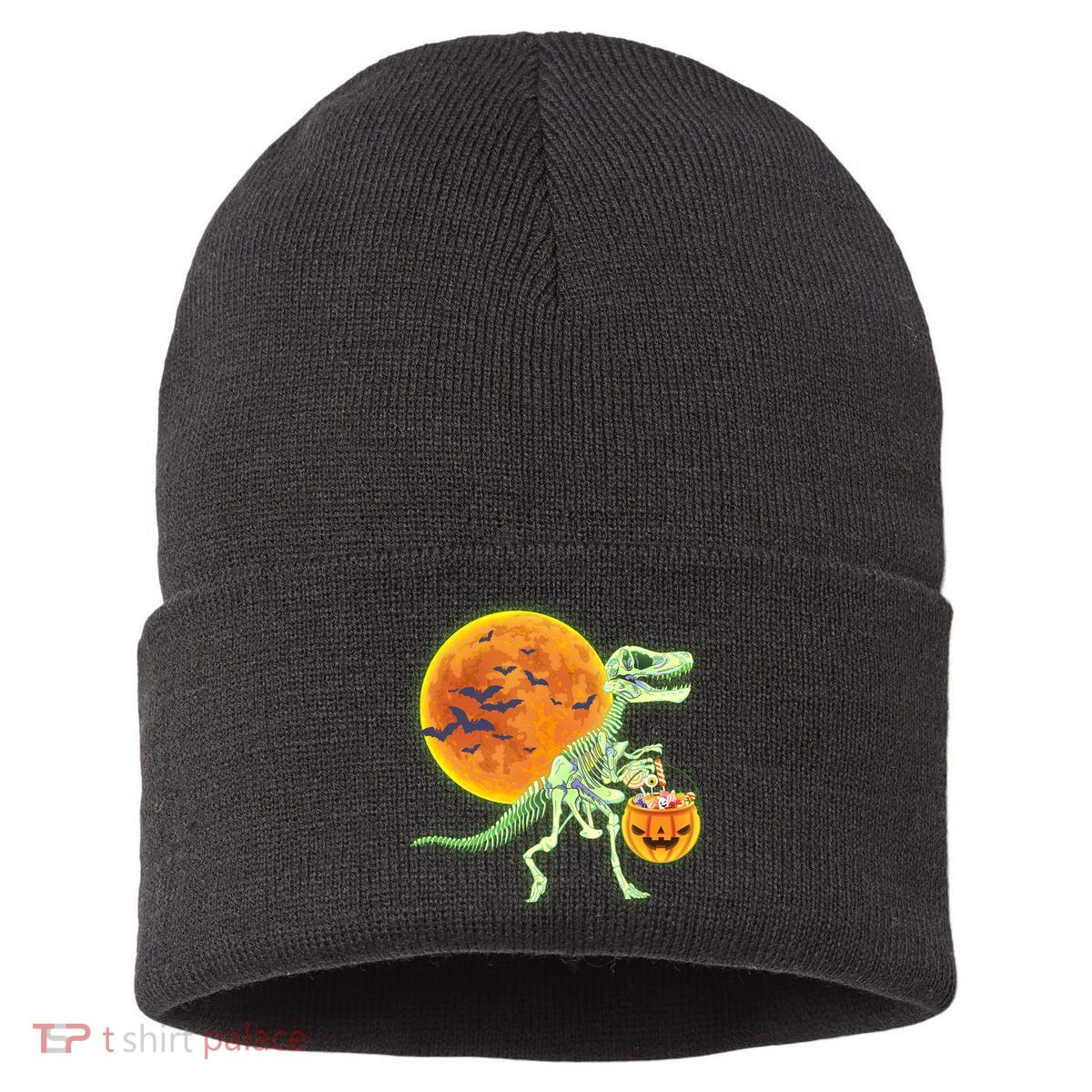 Full Moon T-Rex Dinosaur Skeleton Candy Sustainable Knit Beanie