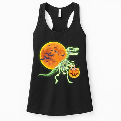 Full Moon T-Rex Dinosaur Skeleton Candy Womens Tank Top