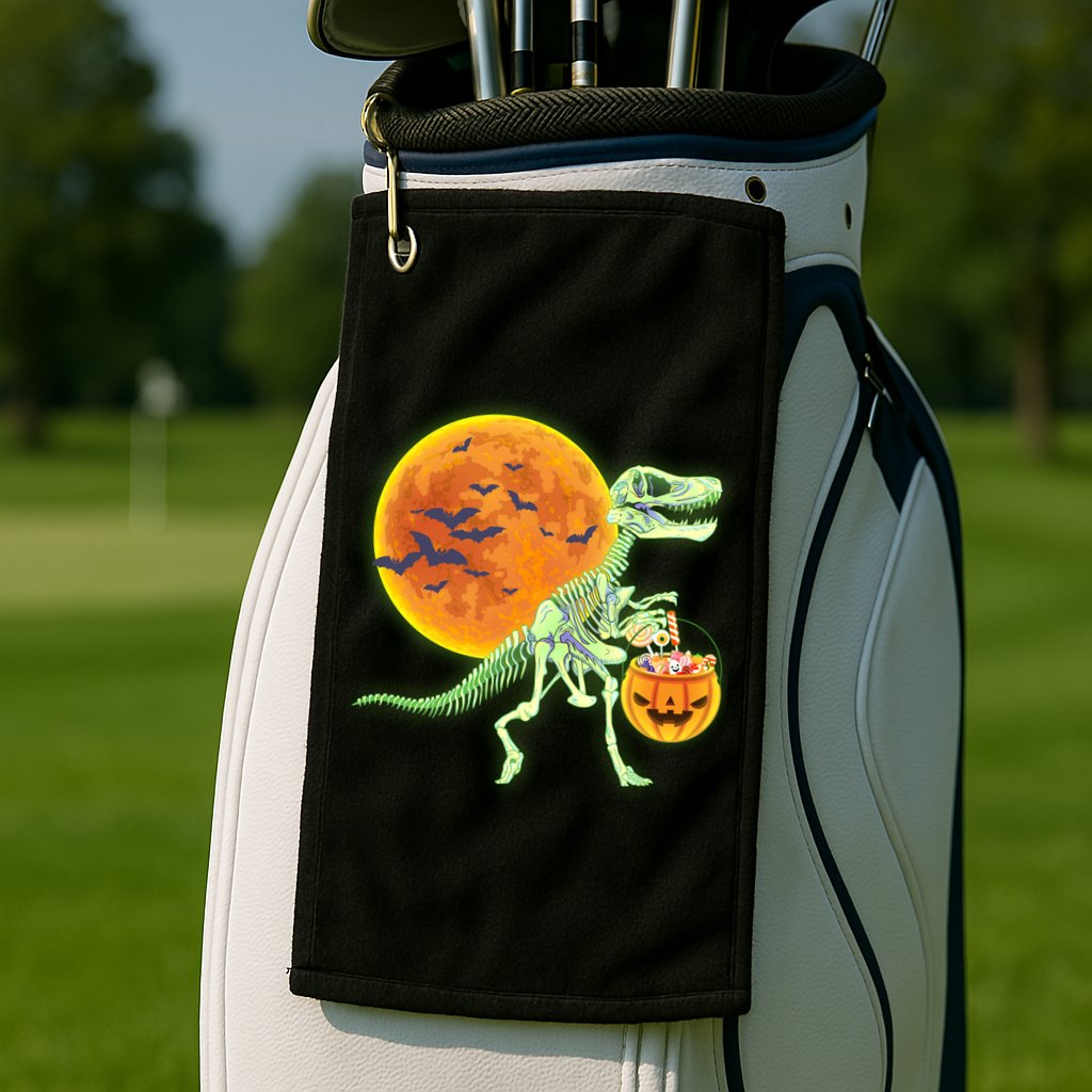 Full Moon T-Rex Dinosaur Skeleton Candy Golf Towel