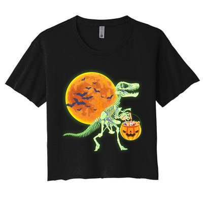Full Moon T-Rex Dinosaur Skeleton Candy Crop Top