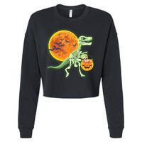 Full Moon T-Rex Dinosaur Skeleton Candy Cropped Pullover Crew