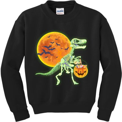 Full Moon T-Rex Dinosaur Skeleton Candy Kids Sweatshirt