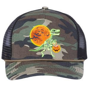 Full Moon T-Rex Dinosaur Skeleton Candy Retro Rope Trucker Hat Cap