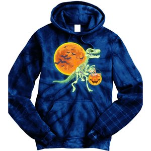 Full Moon T-Rex Dinosaur Skeleton Candy Tie Dye Hoodie