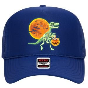 Full Moon T-Rex Dinosaur Skeleton Candy High Crown Mesh Back Trucker Hat