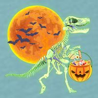 Full Moon T-Rex Dinosaur Skeleton Candy Sueded Cloud Jersey T-Shirt