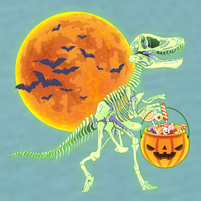 Full Moon T-Rex Dinosaur Skeleton Candy Sueded Cloud Jersey T-Shirt