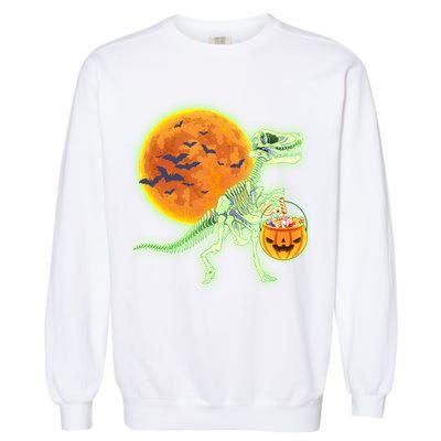 Full Moon T-Rex Dinosaur Skeleton Candy Garment-Dyed Sweatshirt