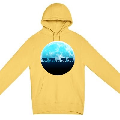 Full Moon With Elephant Family Premium Pullover Hoodie