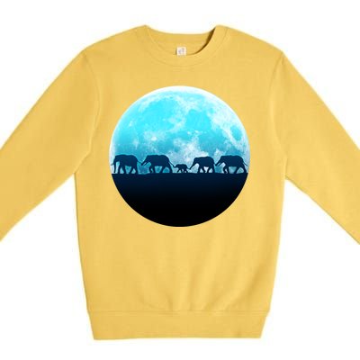 Full Moon With Elephant Family Premium Crewneck Sweatshirt