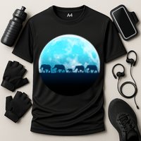 Full Moon With Elephant Family Performance Shirt