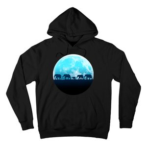 Full Moon With Elephant Family Hoodie