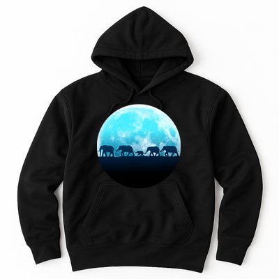 Full Moon With Elephant Family Hoodie