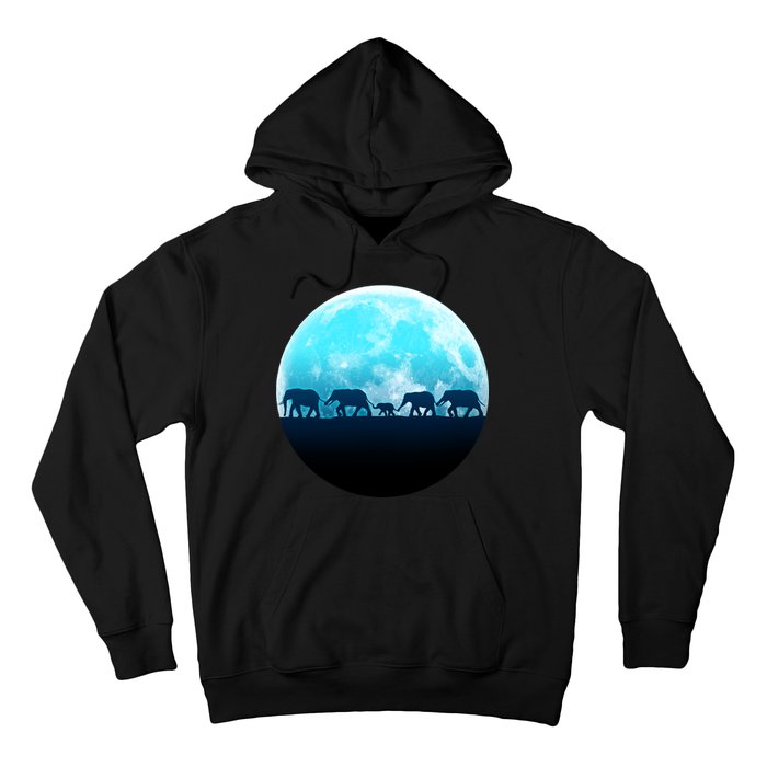 Full Moon With Elephant Family Hoodie