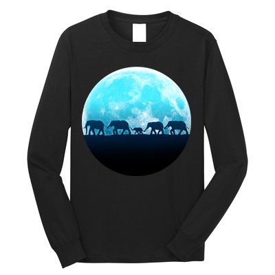 Full Moon With Elephant Family Long Sleeve Shirt