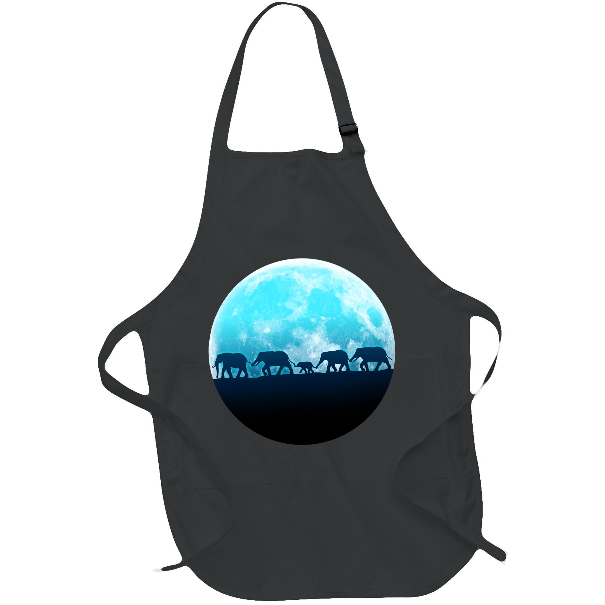 Full Moon With Elephant Family Apron