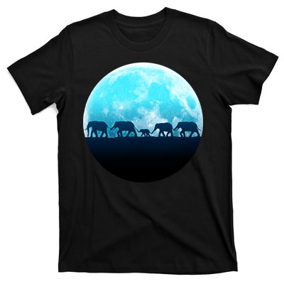 Full Moon With Elephant Family T-Shirt