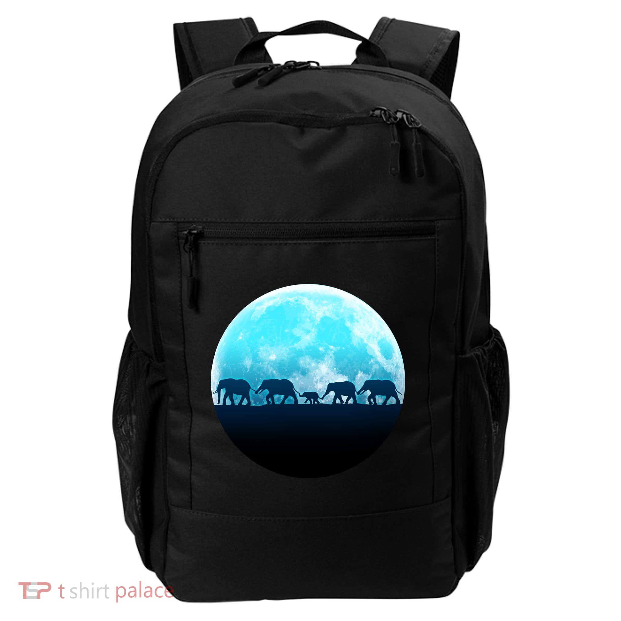 Full Moon With Elephant Family Daily Commute Backpack