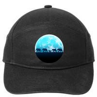 Full Moon With Elephant Family 7-Panel Snapback Hat