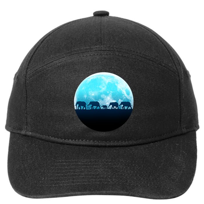 Full Moon With Elephant Family 7-Panel Snapback Hat