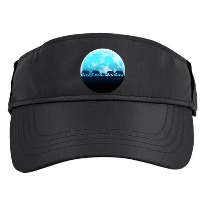 Full Moon With Elephant Family Adult Drive Performance Visor