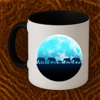 Full Moon With Elephant Family Mug