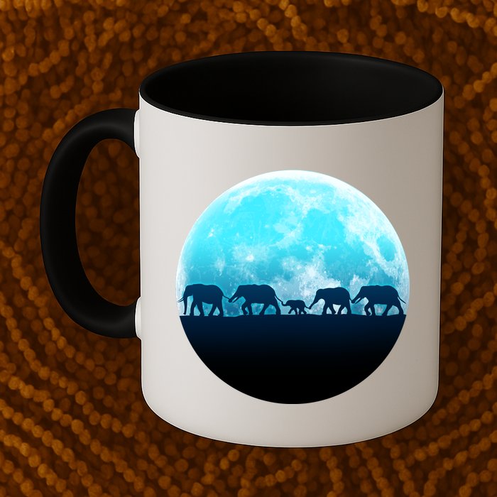 Full Moon With Elephant Family Mug