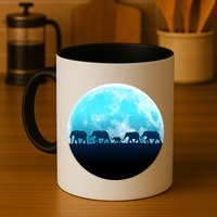 Full Moon With Elephant Family Mug