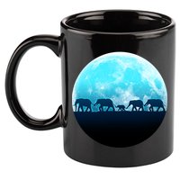 Full Moon With Elephant Family 11oz C Handle Ceramic Mug