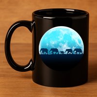 Full Moon With Elephant Family 11oz C Handle Ceramic Mug