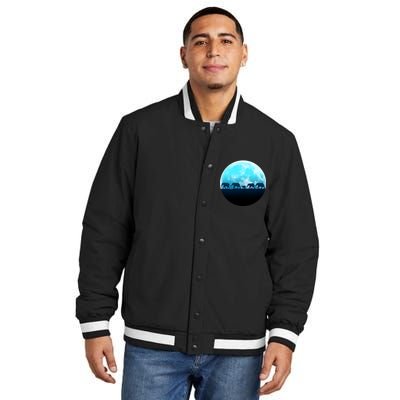 Full Moon With Elephant Family Insulated Varsity Jacket