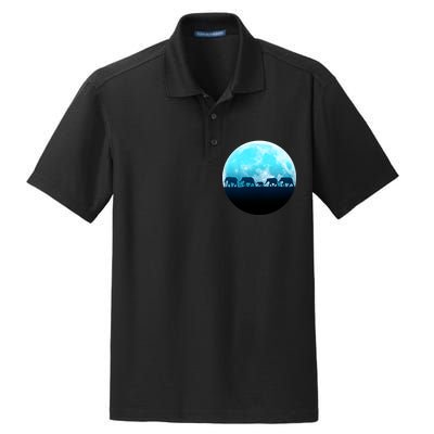 Full Moon With Elephant Family Dry Zone Grid Polo