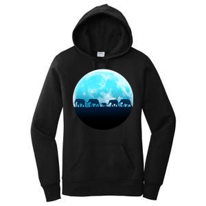 Full Moon With Elephant Family Women's Pullover Hoodie