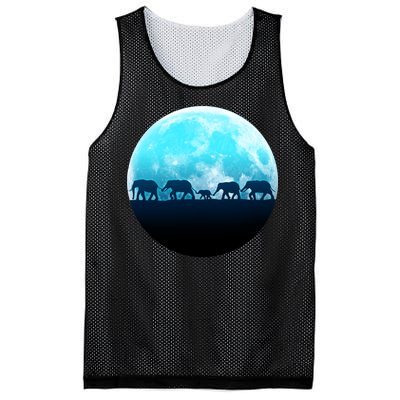 Full Moon With Elephant Family Mesh Reversible Basketball Jersey Tank