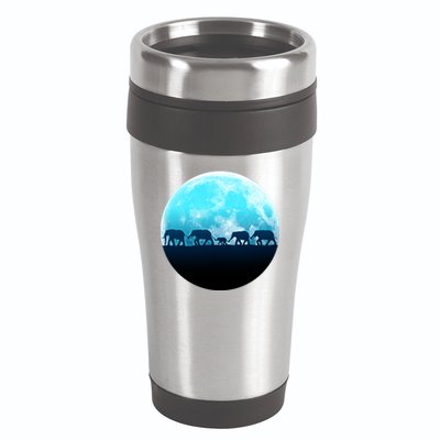 Full Moon With Elephant Family 16oz Travel Tumbler
