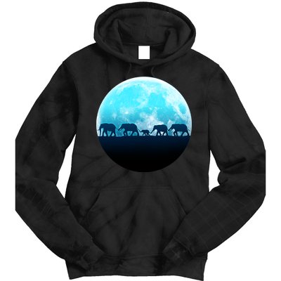 Full Moon With Elephant Family Tie Dye Hoodie