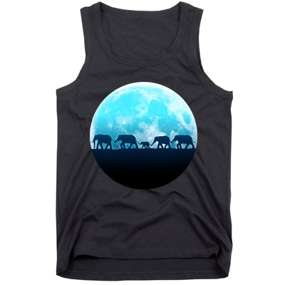 Full Moon With Elephant Family Tank Top