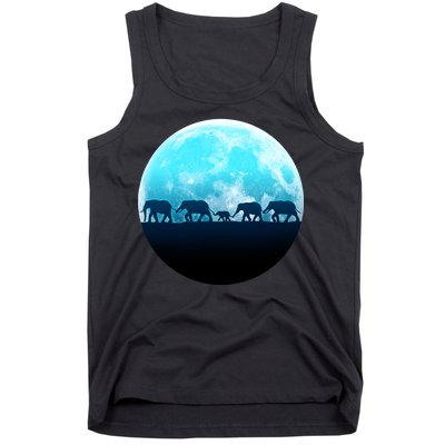 Full Moon With Elephant Family Tank Top