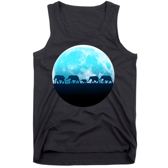 Full Moon With Elephant Family Tank Top