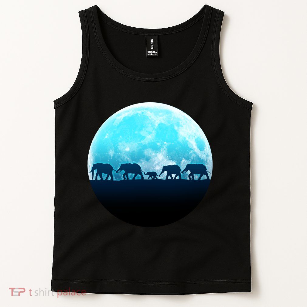 Full Moon With Elephant Family Tank Top