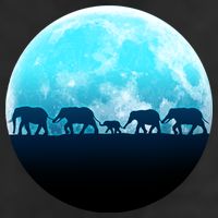 Full Moon With Elephant Family Golf Towel