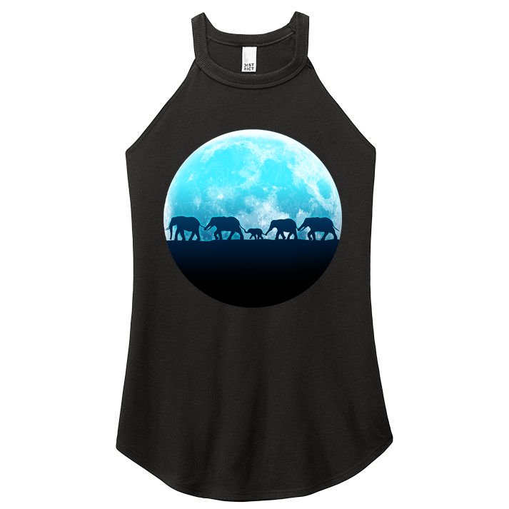 Full Moon With Elephant Family Women's Perfect Tri Rocker Tank