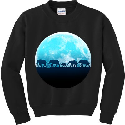 Full Moon With Elephant Family Kids Sweatshirt
